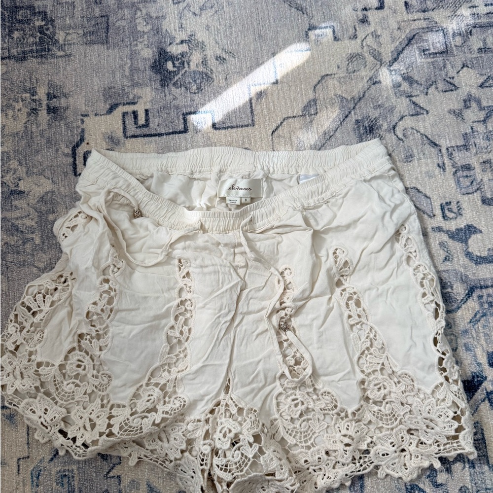 Anthropologie Crochet Trim Shorts